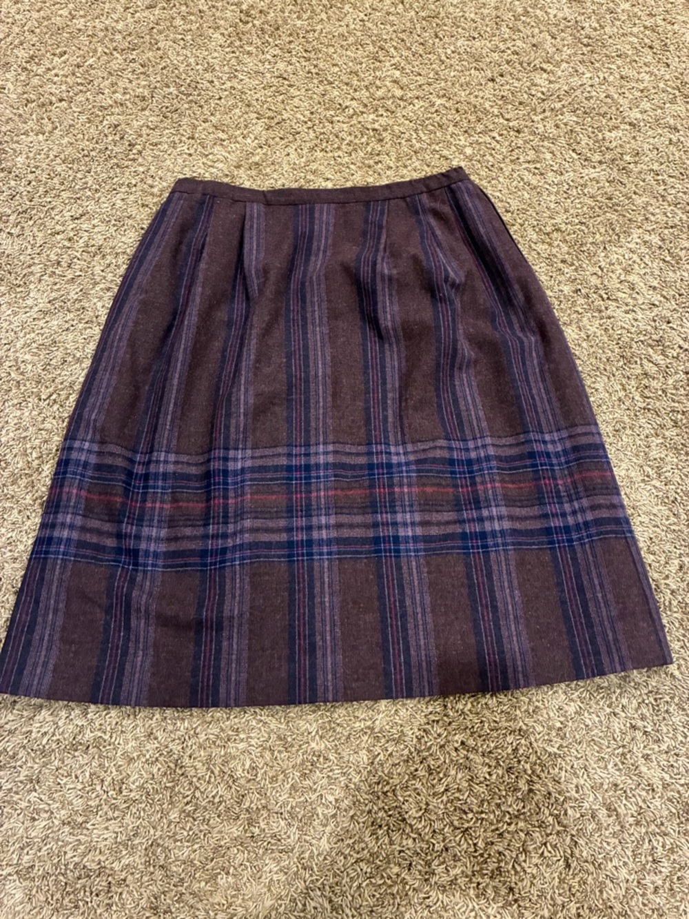 Vintage Pendleton 100% Virgin Wool Midi Plaid Skirt Purple Made in U.S.A. No Sz - Picture 4 of 11